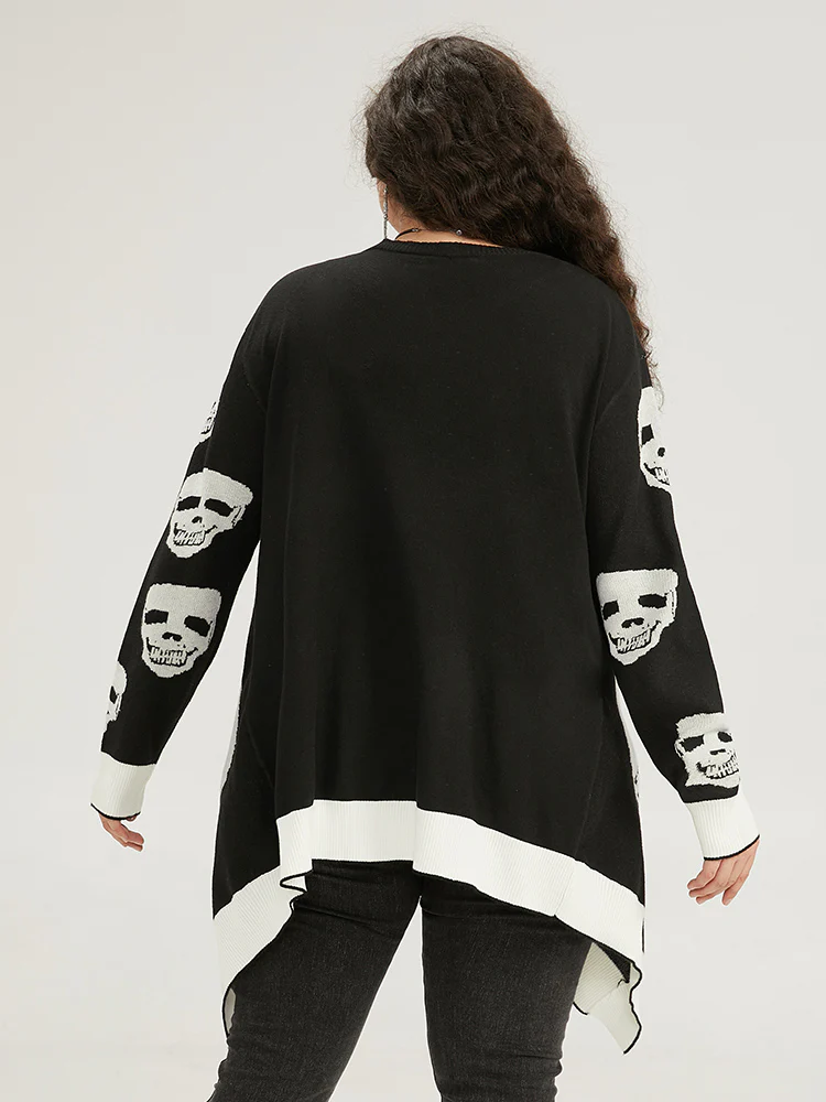 Supersoft Essentials Halloween Skull Asymmetrical Hem Cardigan - Image 2