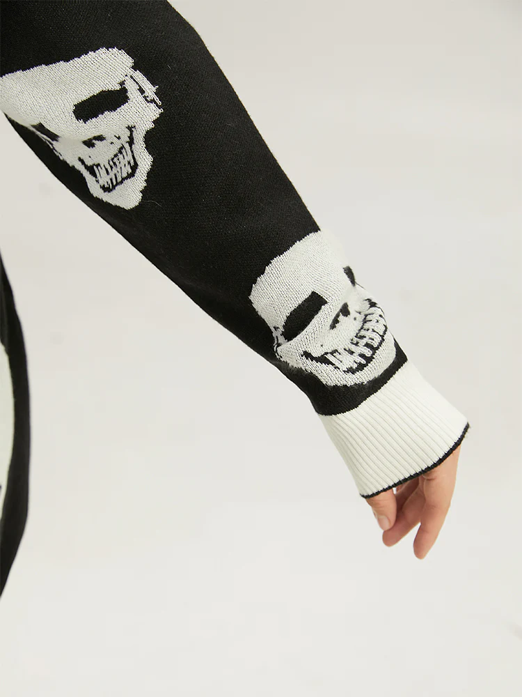 Supersoft Essentials Halloween Skull Asymmetrical Hem Cardigan - Image 7
