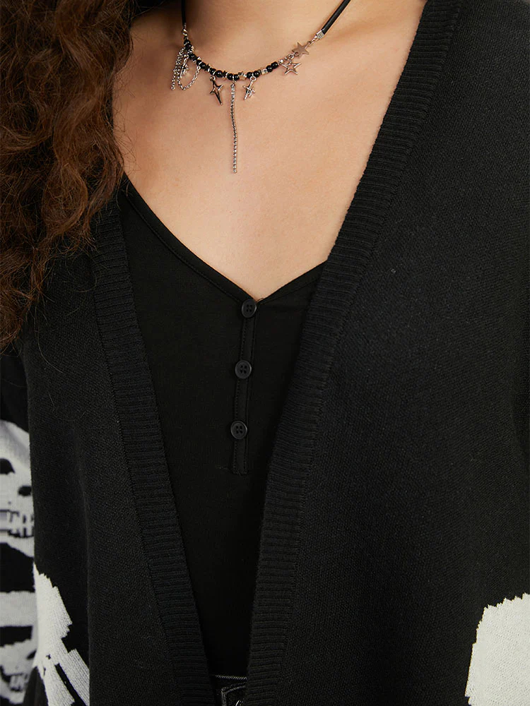Supersoft Essentials Halloween Skull Asymmetrical Hem Cardigan - Image 8