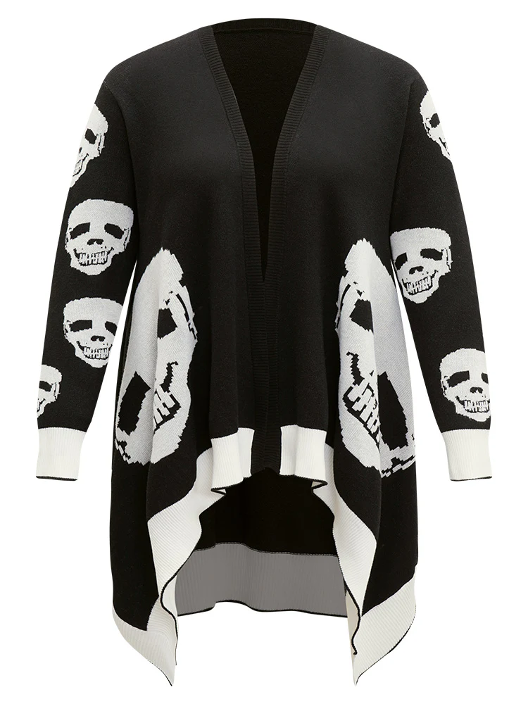 Supersoft Essentials Halloween Skull Asymmetrical Hem Cardigan - Image 9