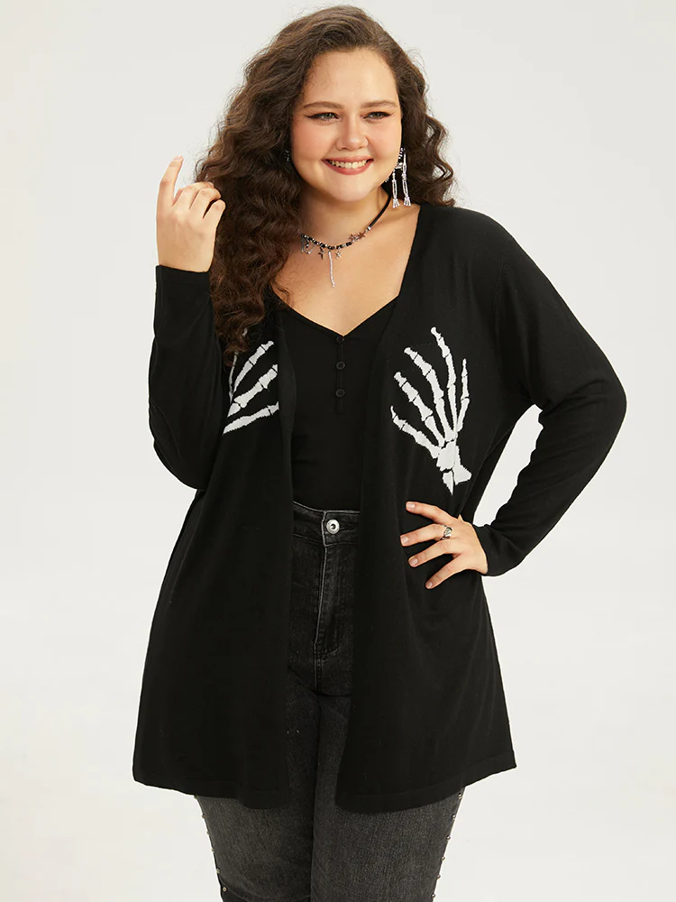 Supersoft Essentials Halloween Skull Print Open Front Cardigan - Image 2
