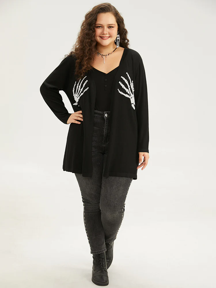 Supersoft Essentials Halloween Skull Print Open Front Cardigan - Image 4