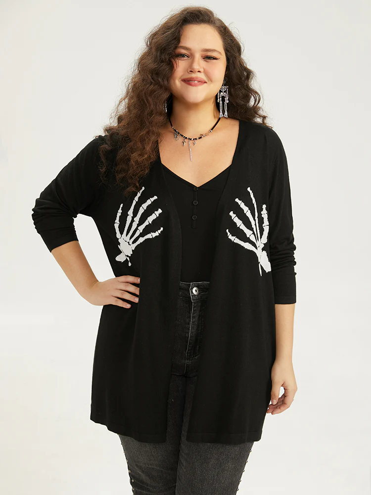 Supersoft Essentials Halloween Skull Print Open Front Cardigan - Image 5