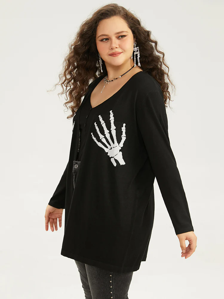 Supersoft Essentials Halloween Skull Print Open Front Cardigan - Image 7