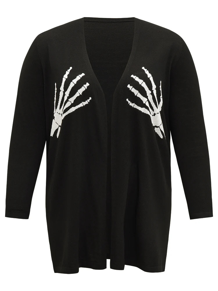 Supersoft Essentials Halloween Skull Print Open Front Cardigan - Image 9
