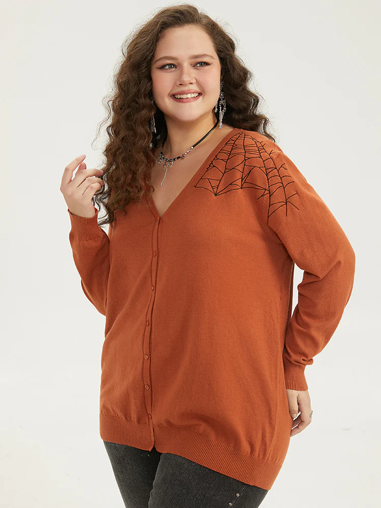 Supersoft Essentials Halloween Spider Web Button Through Cardigan - Image 12