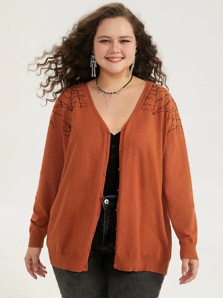 Supersoft Essentials Halloween Spider Web Button Through Cardigan - Image 15