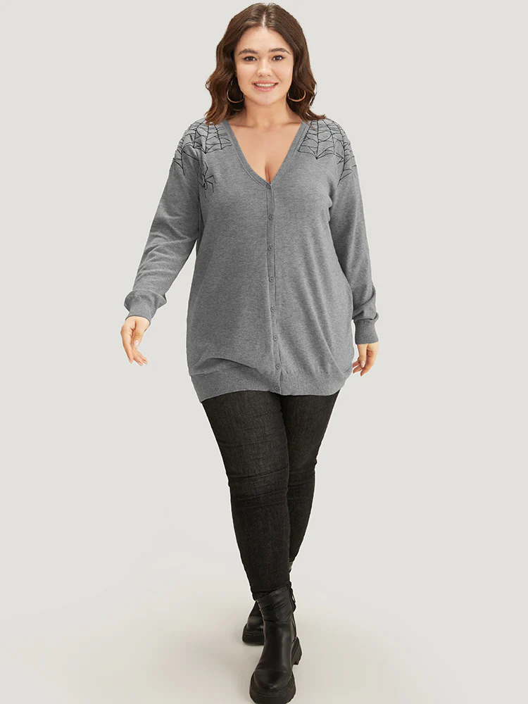Supersoft Essentials Halloween Spider Web Button Through Cardigan - Image 19