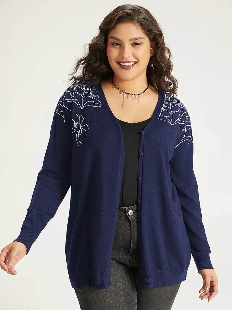 Supersoft Essentials Halloween Spider Web Button Through Cardigan - Image 20