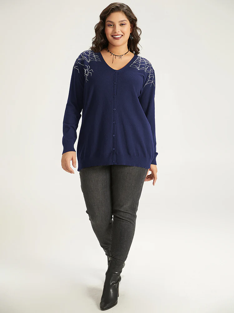 Supersoft Essentials Halloween Spider Web Button Through Cardigan - Image 23
