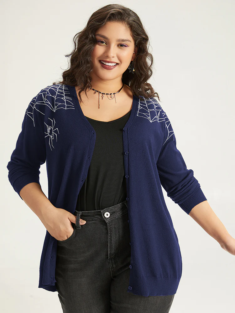 Supersoft Essentials Halloween Spider Web Button Through Cardigan - Image 24