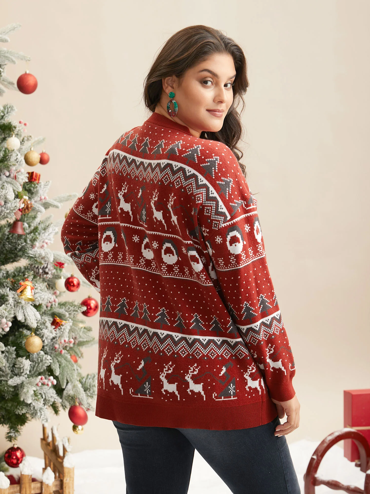 Supersoft Essentials Home-for-Holidays Button-Front Cardigan - Image 2