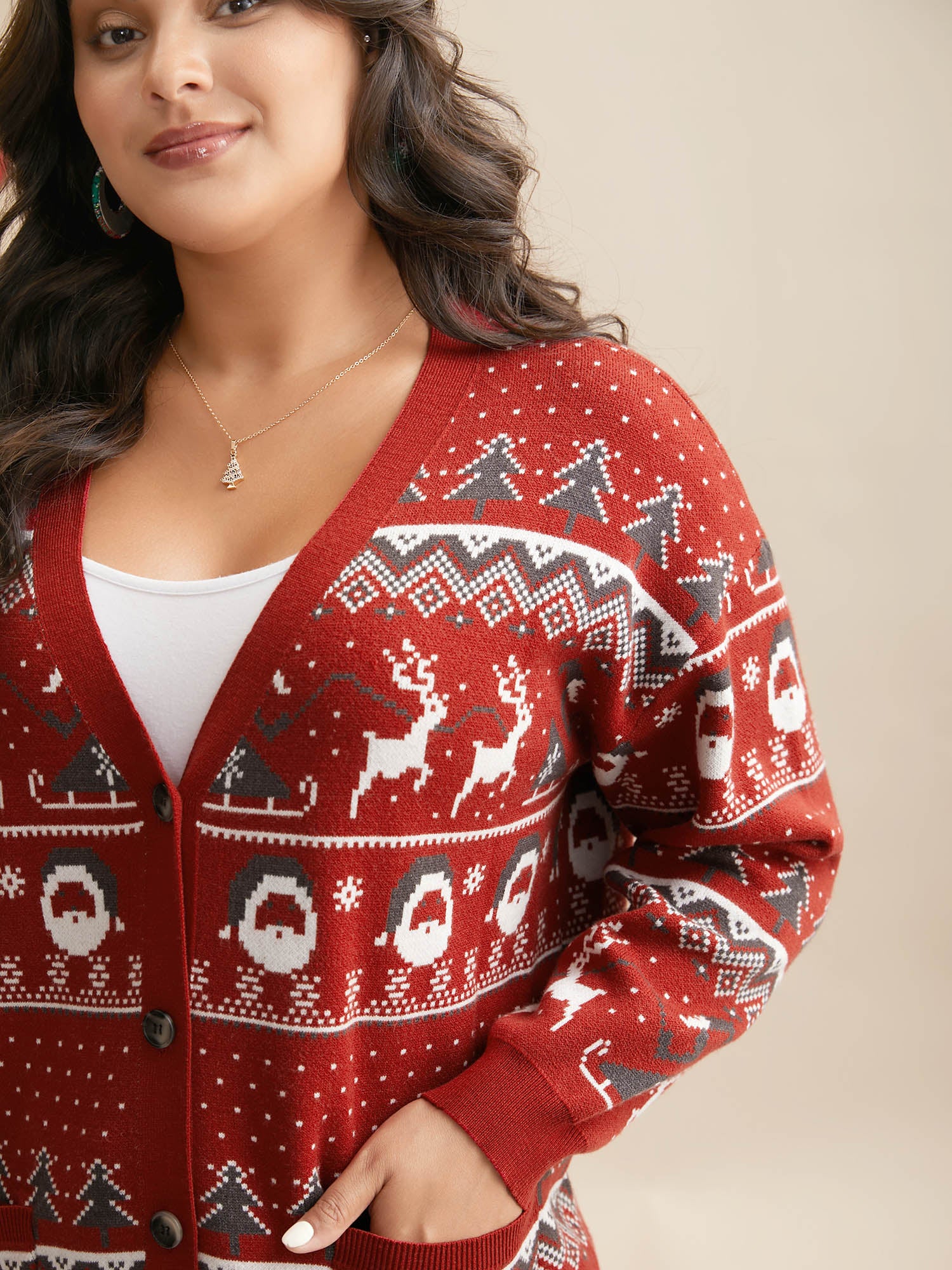 Supersoft Essentials Home-for-Holidays Button-Front Cardigan - Image 4