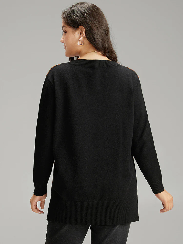 Supersoft Essentials Houndstooth Patchwork Pullover - Image 2