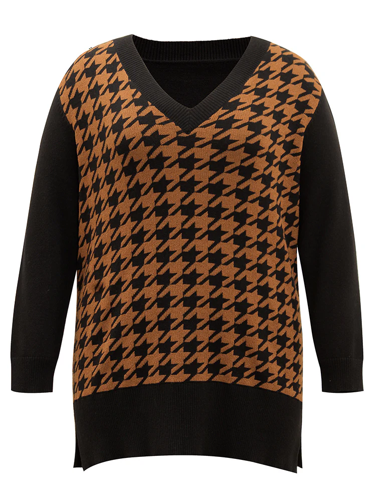 Supersoft Essentials Houndstooth Patchwork Pullover - Image 9