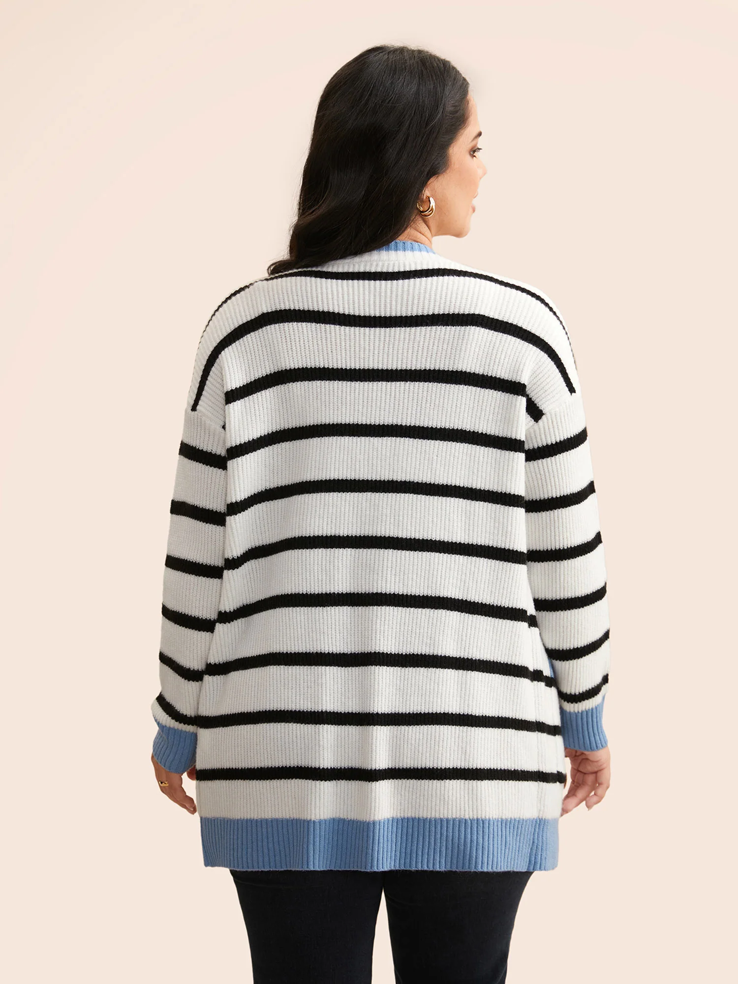 Supersoft Essentials Kimono Collar Contrast Striped Cardigan - Image 2