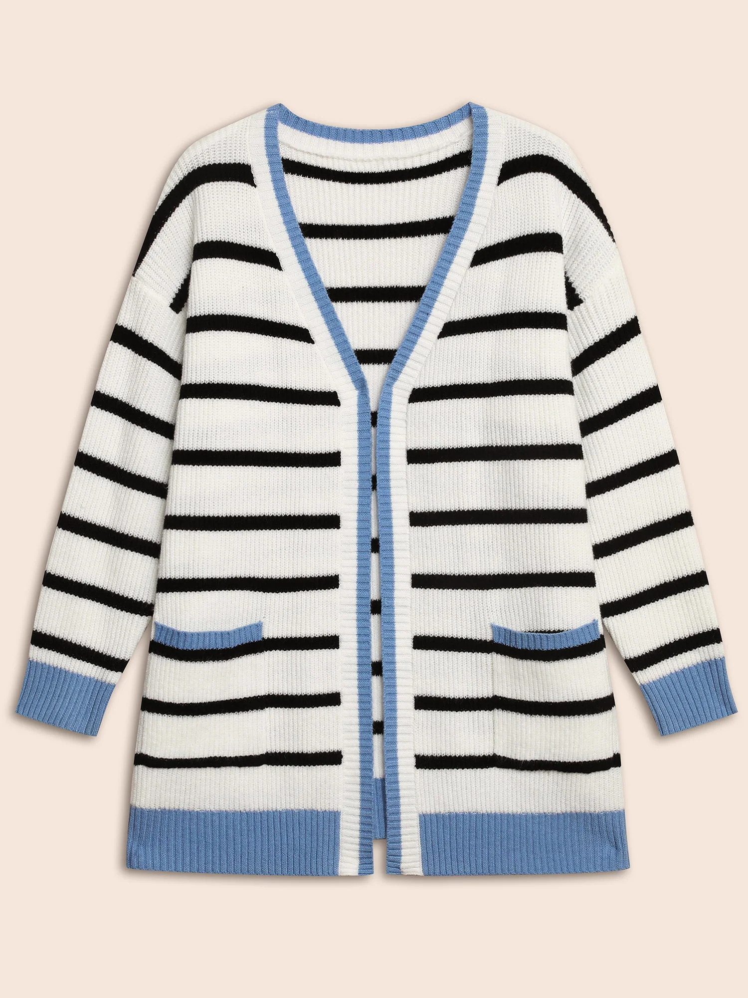 Supersoft Essentials Kimono Collar Contrast Striped Cardigan - Image 7