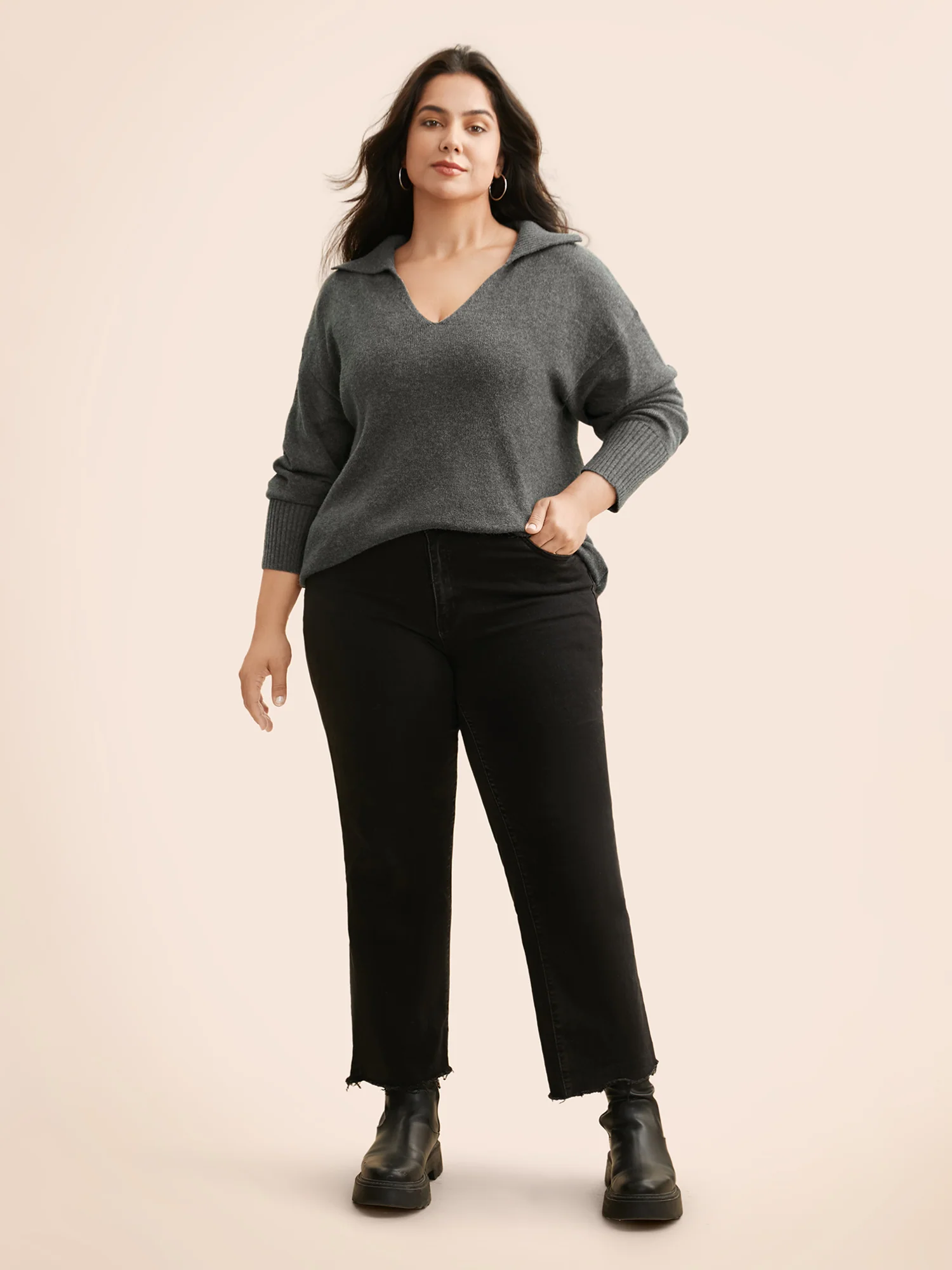 Supersoft Essentials Lapel Collar Wool Pullover - Image 3
