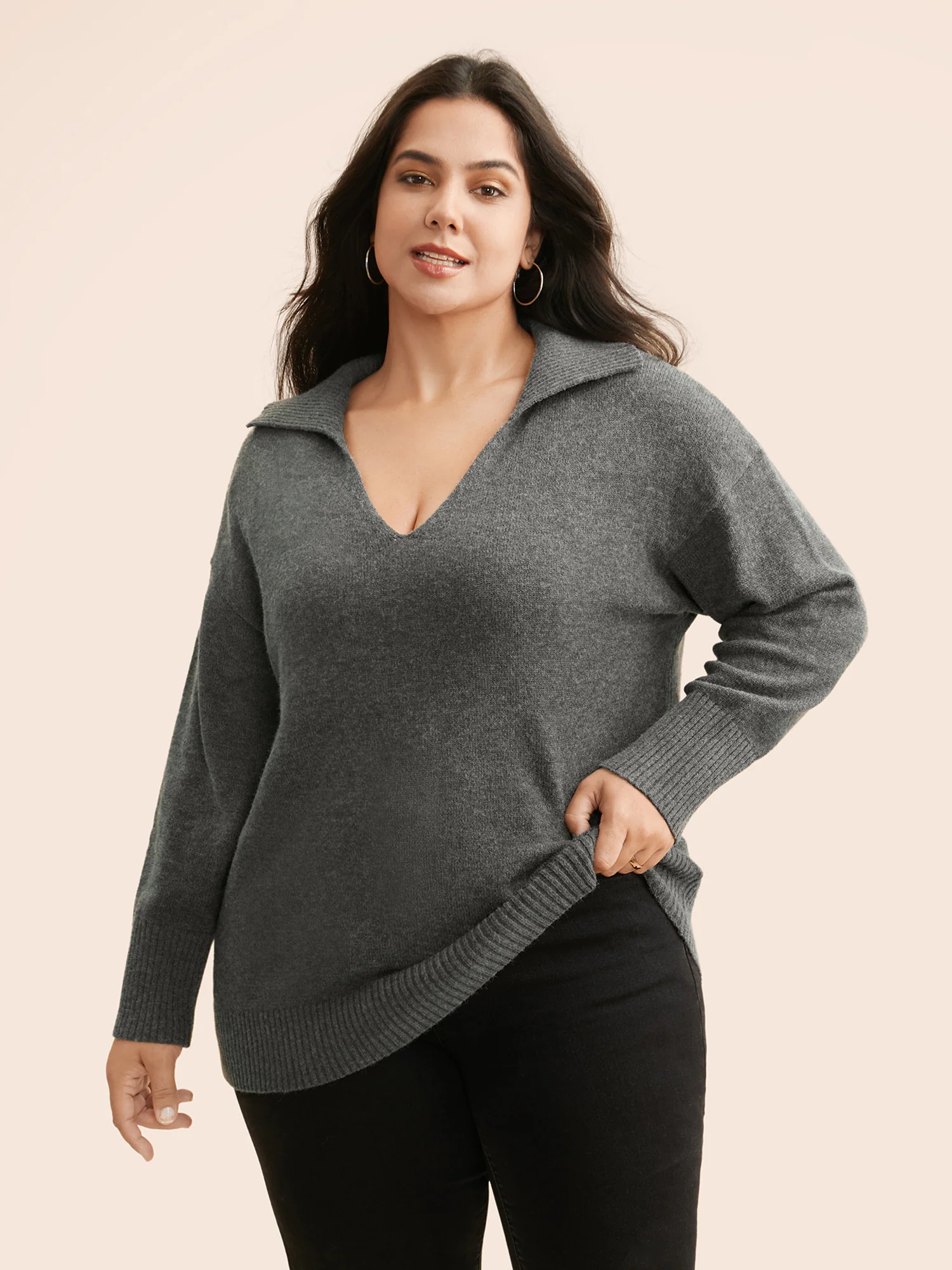Supersoft Essentials Lapel Collar Wool Pullover - Image 4