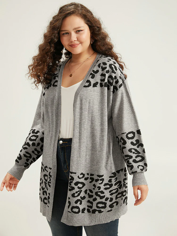 Supersoft Essentials Leopard Contrast Elastic Cuffs Pullover - Image 3