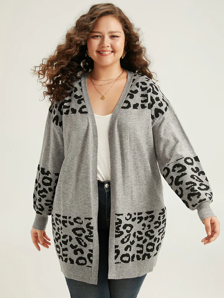 Supersoft Essentials Leopard Contrast Elastic Cuffs Pullover - Image 4