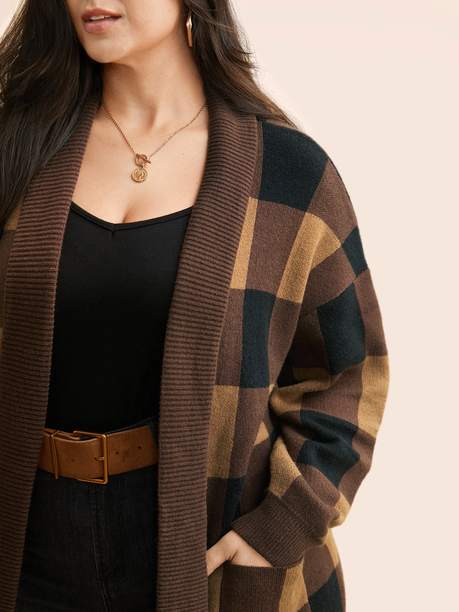 Supersoft Essentials Plaid Kimono Collar Cardigan - Image 3
