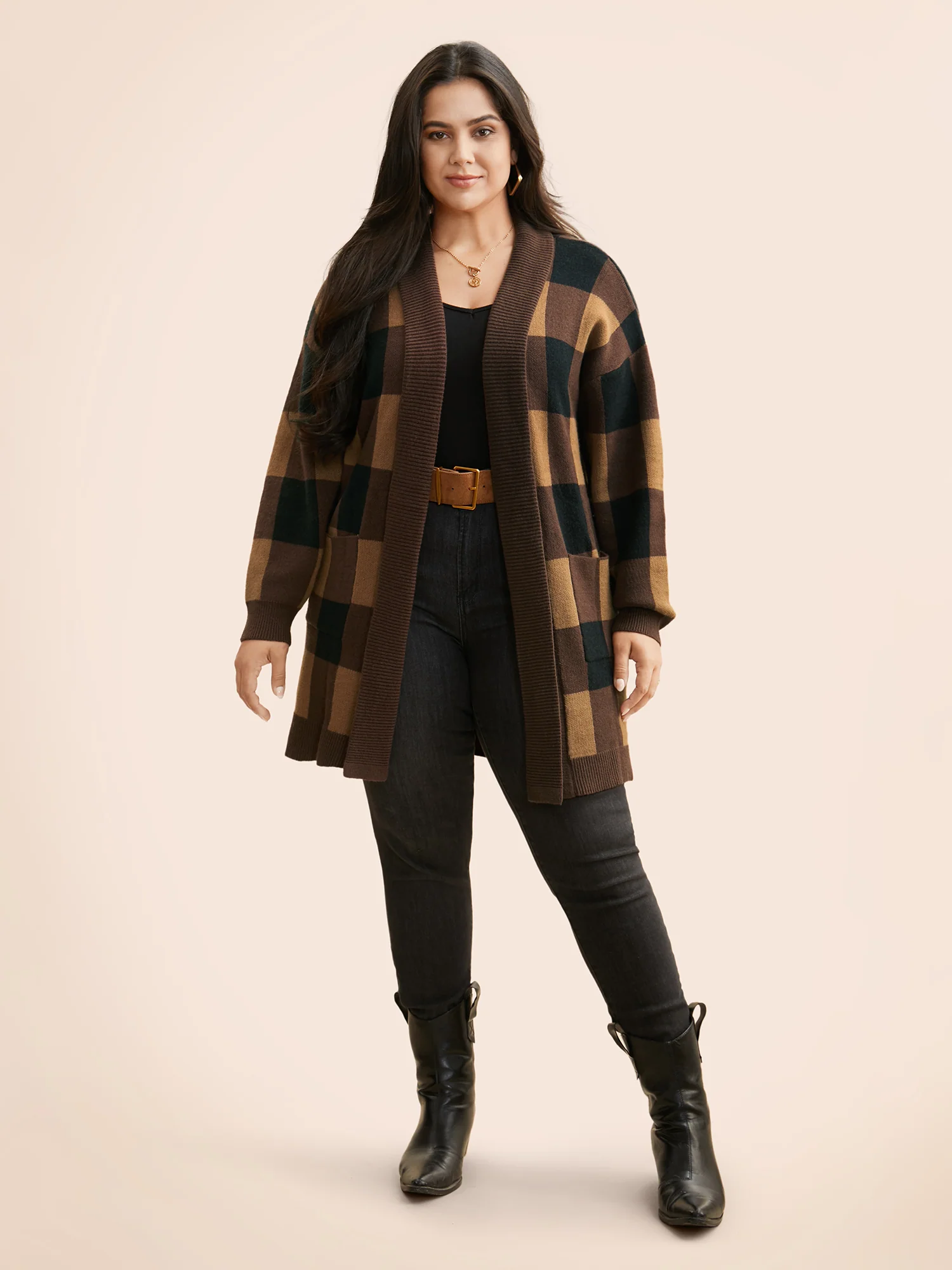 Supersoft Essentials Plaid Kimono Collar Cardigan - Image 4