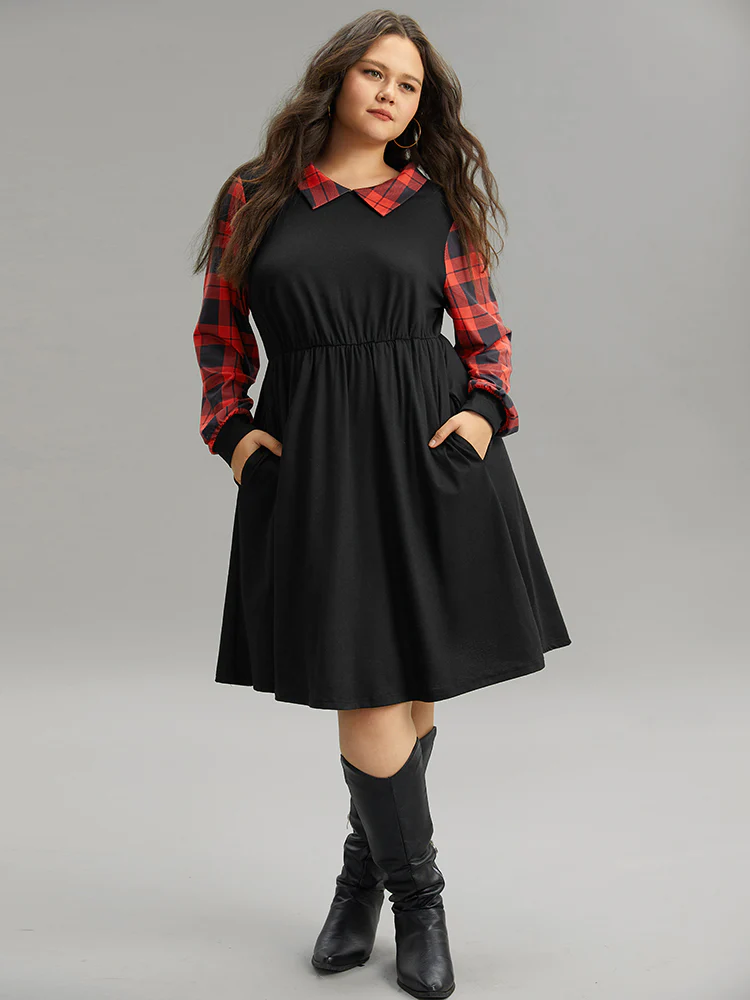 Supersoft Essentials Plaid Patchwork Gathered Dress - Image 2