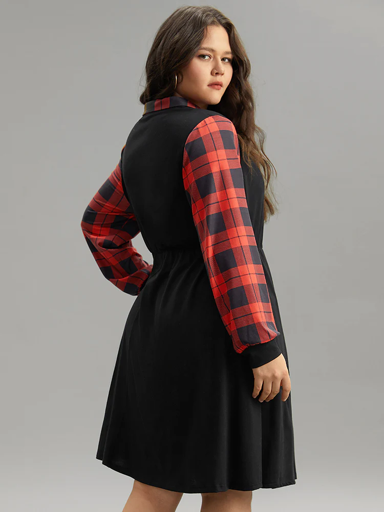 Supersoft Essentials Plaid Patchwork Gathered Dress - Image 3
