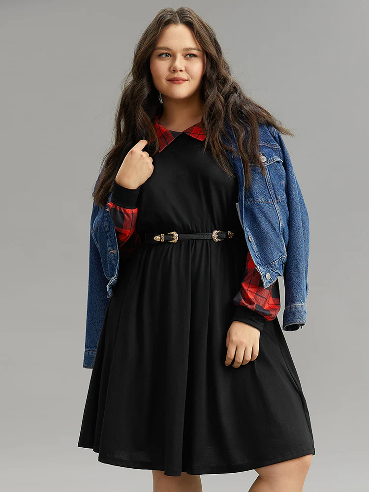 Supersoft Essentials Plaid Patchwork Gathered Dress - Image 4