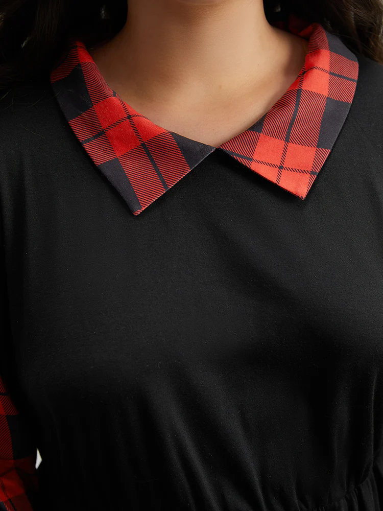 Supersoft Essentials Plaid Patchwork Gathered Dress - Image 5