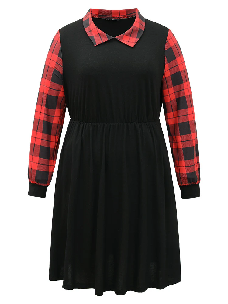 Supersoft Essentials Plaid Patchwork Gathered Dress - Image 7
