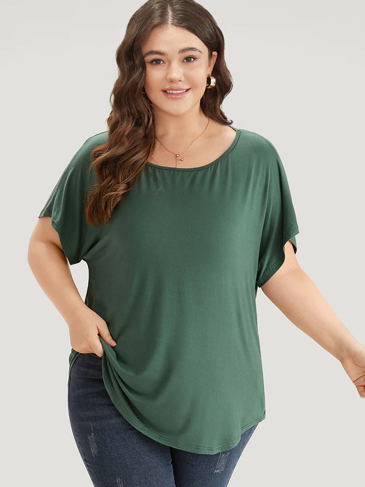 Supersoft Essentials Plain Batwing Sleeve Cut Out T-shirt - Image 2