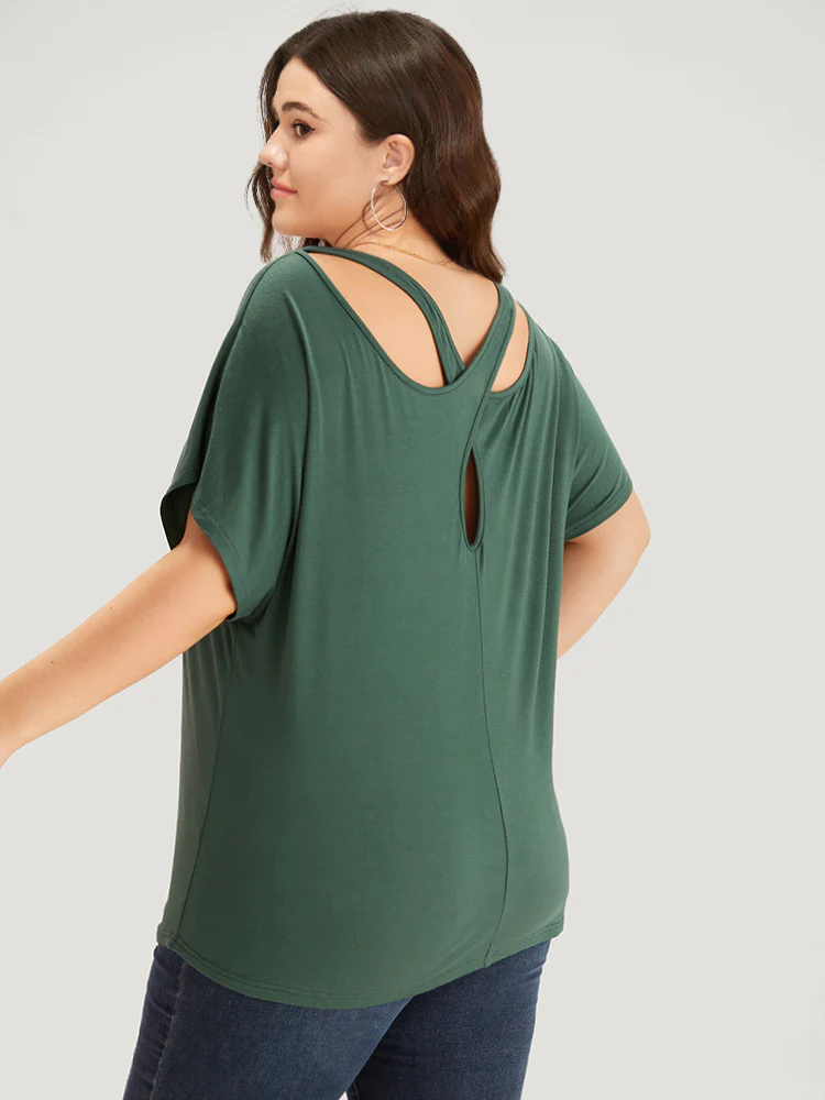 Supersoft Essentials Plain Batwing Sleeve Cut Out T-shirt - Image 3