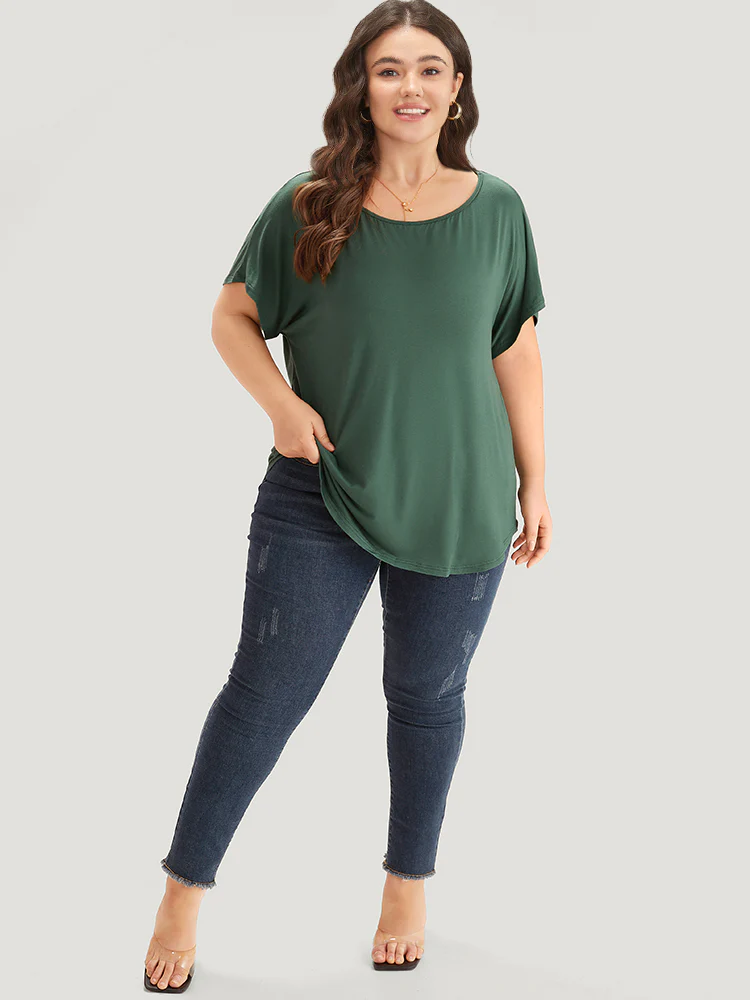 Supersoft Essentials Plain Batwing Sleeve Cut Out T-shirt - Image 4