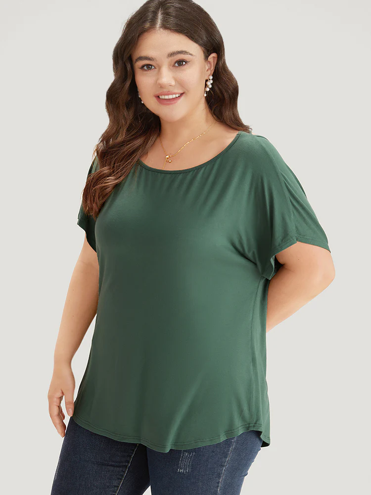 Supersoft Essentials Plain Batwing Sleeve Cut Out T-shirt - Image 5