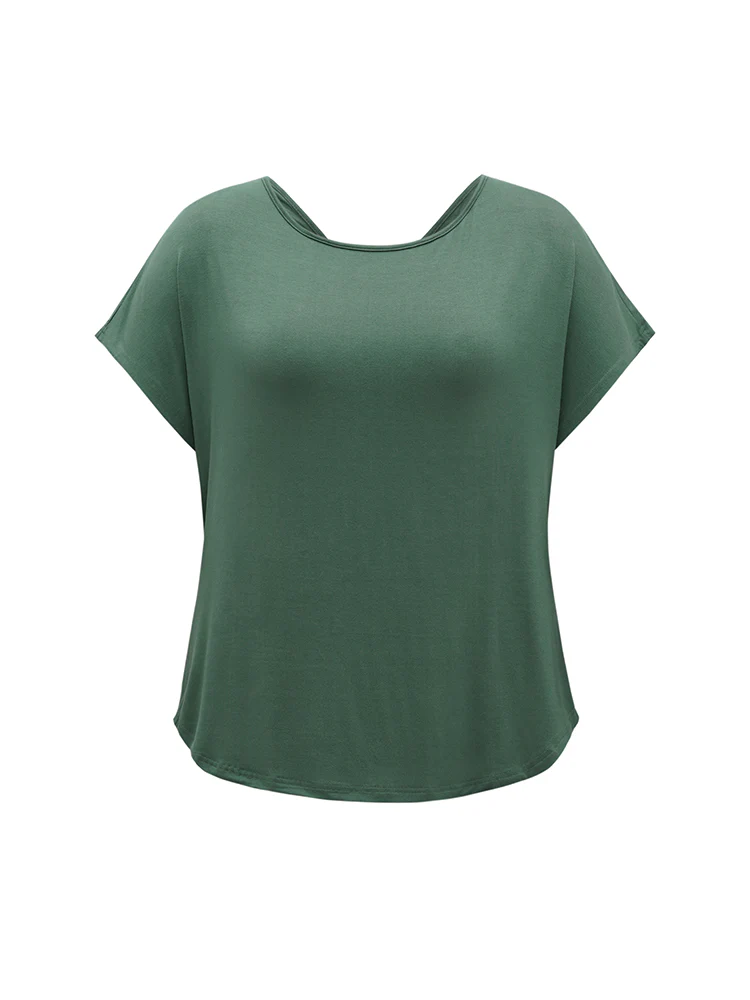 Supersoft Essentials Plain Batwing Sleeve Cut Out T-shirt - Image 8