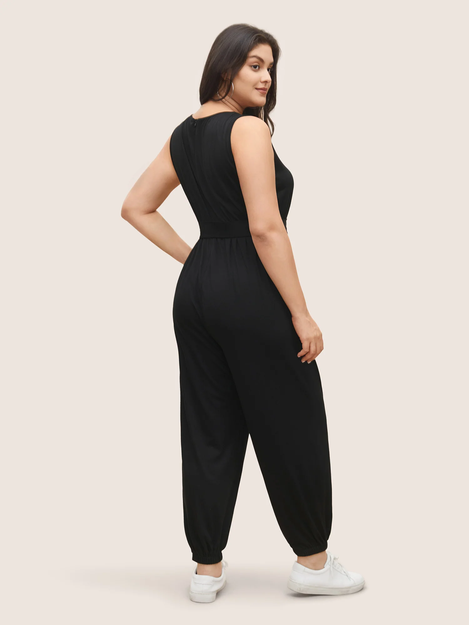 Supersoft Essentials Plain Button Detail Belted Jumpsuit - Image 3
