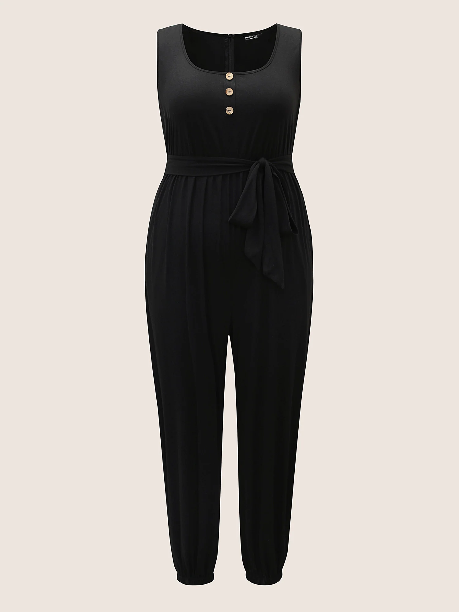 Supersoft Essentials Plain Button Detail Belted Jumpsuit - Image 7