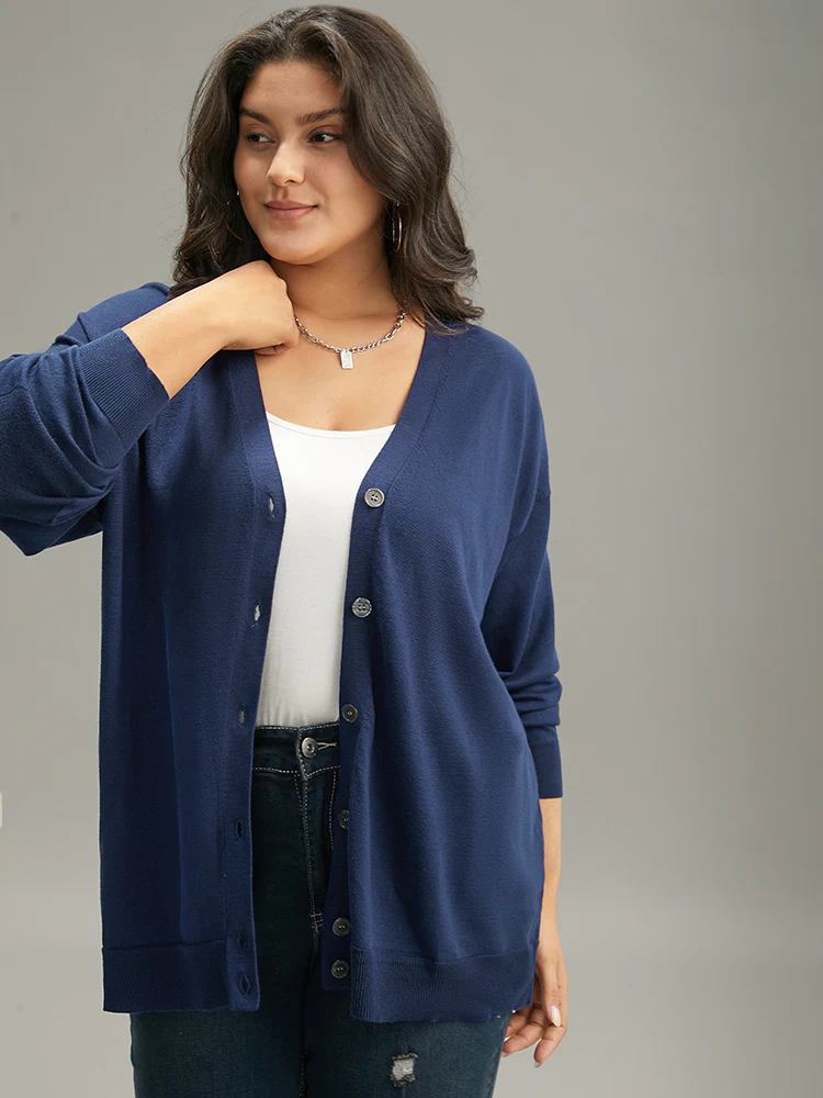 Supersoft Essentials Plain Button Up Elastic Cuffs Cardigan - Image 3
