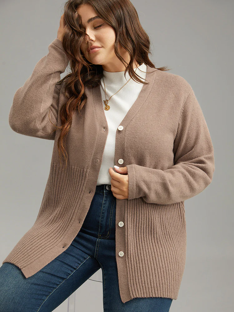 Supersoft Essentials Plain Button Up Texture Cardigan - Image 3