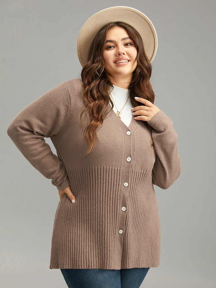 Supersoft Essentials Plain Button Up Texture Cardigan - Image 4