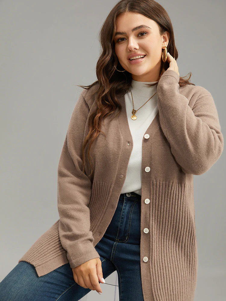 Supersoft Essentials Plain Button Up Texture Cardigan - Image 5