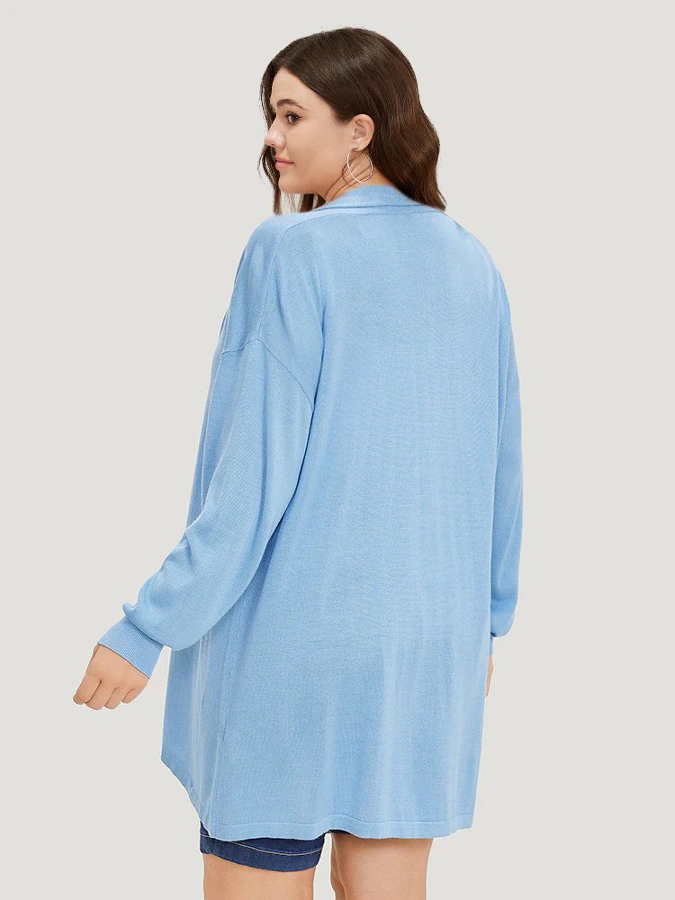Supersoft Essentials Plain Drop Shoulder Lapel Collar Cardigan - Image 2
