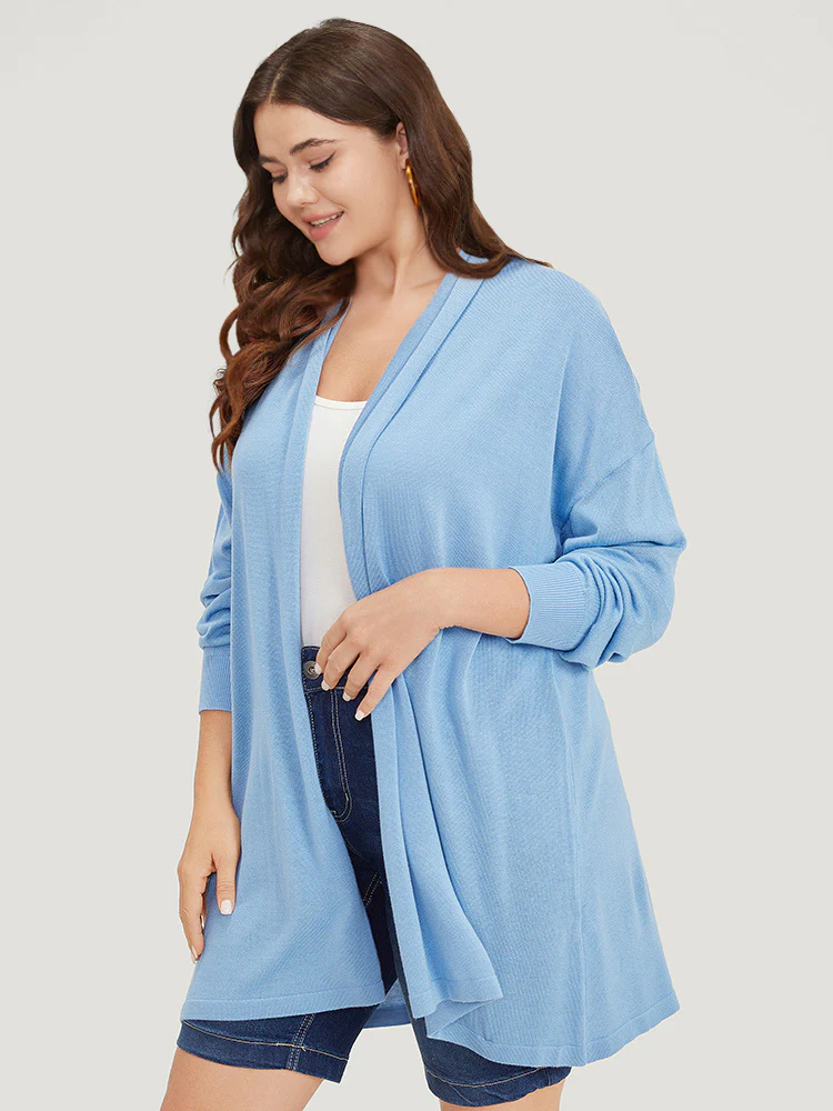 Supersoft Essentials Plain Drop Shoulder Lapel Collar Cardigan - Image 3