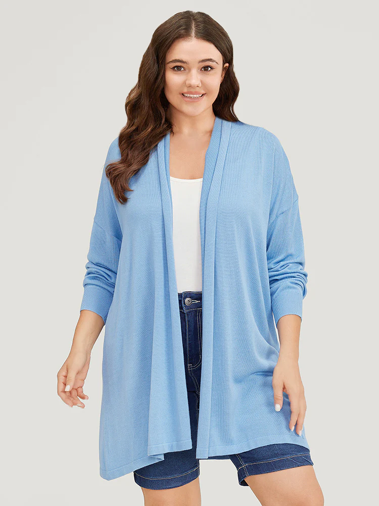 Supersoft Essentials Plain Drop Shoulder Lapel Collar Cardigan - Image 5