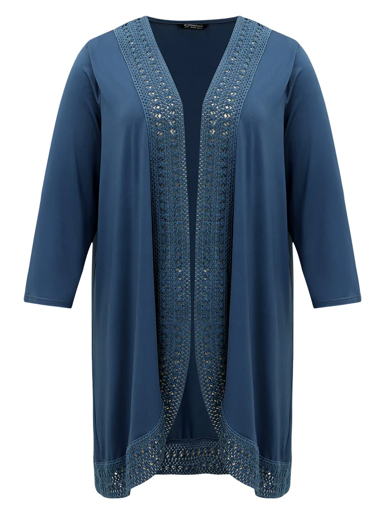 Supersoft Essentials Plain Lace Patchwork Open Front Kimono - Image 10