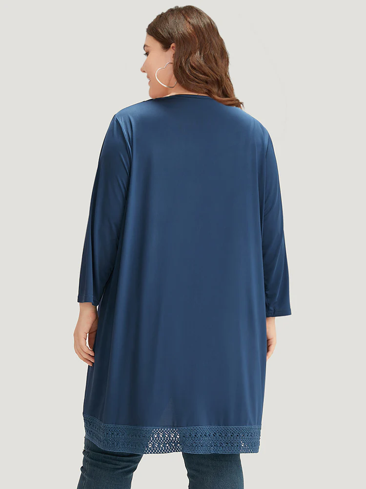 Supersoft Essentials Plain Lace Patchwork Open Front Kimono - Image 2