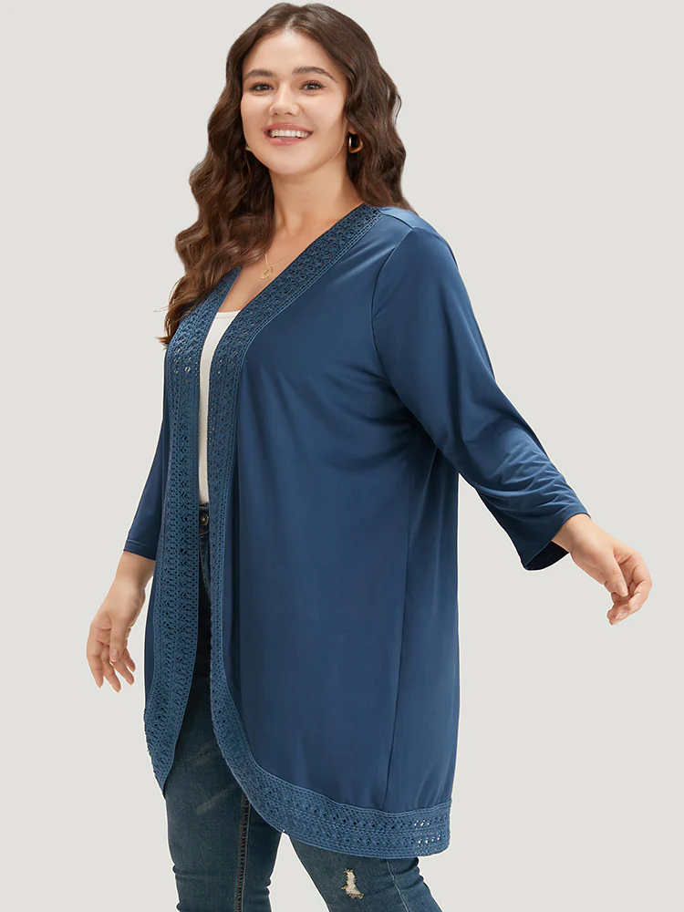 Supersoft Essentials Plain Lace Patchwork Open Front Kimono - Image 3