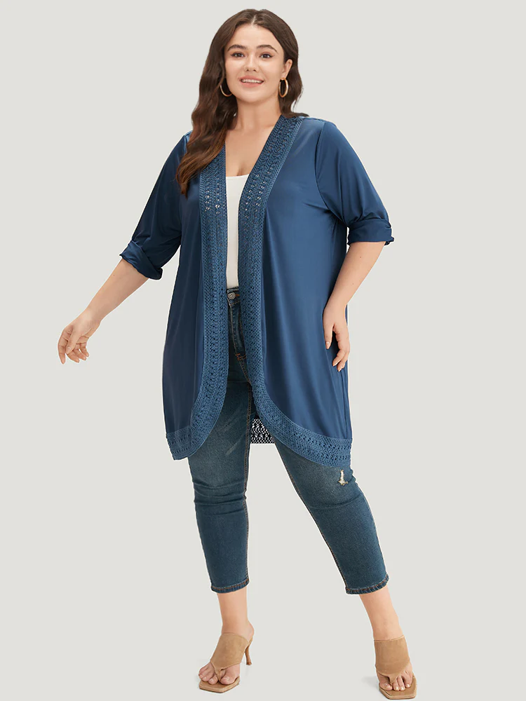 Supersoft Essentials Plain Lace Patchwork Open Front Kimono - Image 4